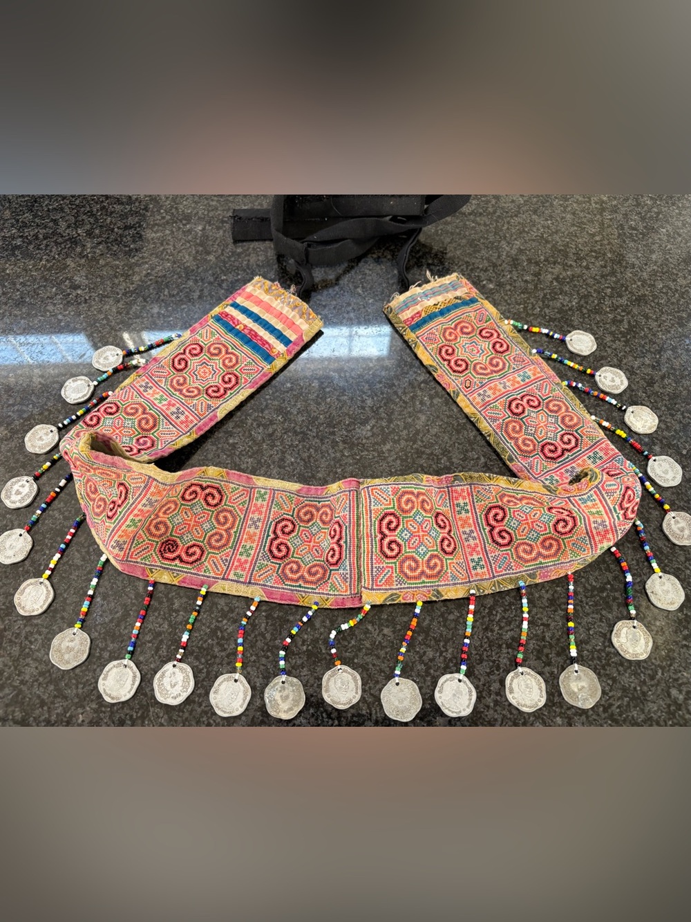 One-of-a-Kind Antique Kuchi Belt – Handmade Tribal Bead & Coin Treasure